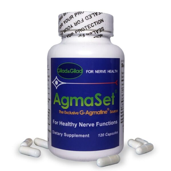 A bottle of AgmaSet Dietary capsule