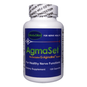 A bottle of agmaset for healthy nerve function.